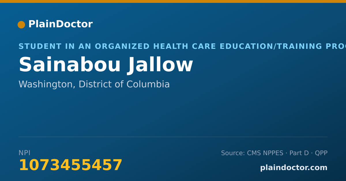 Shareable card for Sainabou Jallow - Student in an Organized Health Care Education/Training Program, Washington, DC