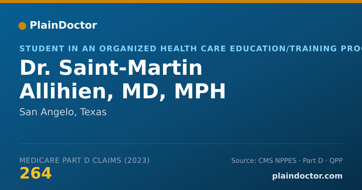 Shareable card for Saint-Martin Allihien, MD, MPH - Student in an Organized Health Care Education/Training Program, San Angelo, TX