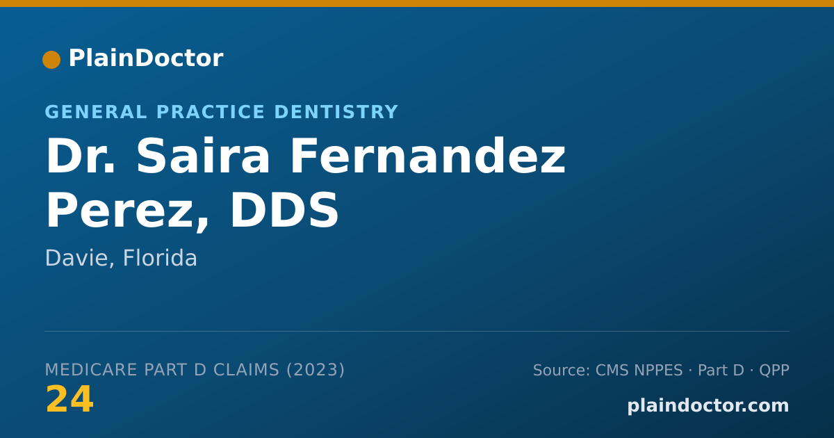 Shareable card for Saira Fernandez Perez, DDS - General Practice Dentistry, Davie, FL