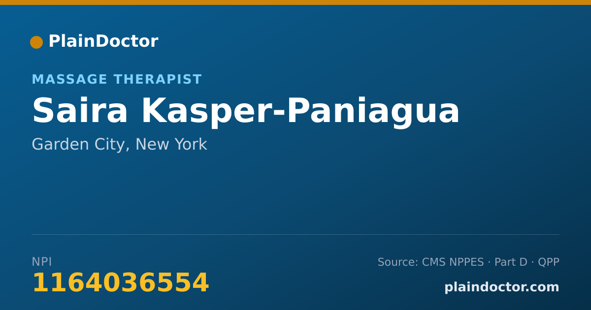 Shareable card for Saira Kasper-Paniagua - Massage Therapist, Garden City, NY