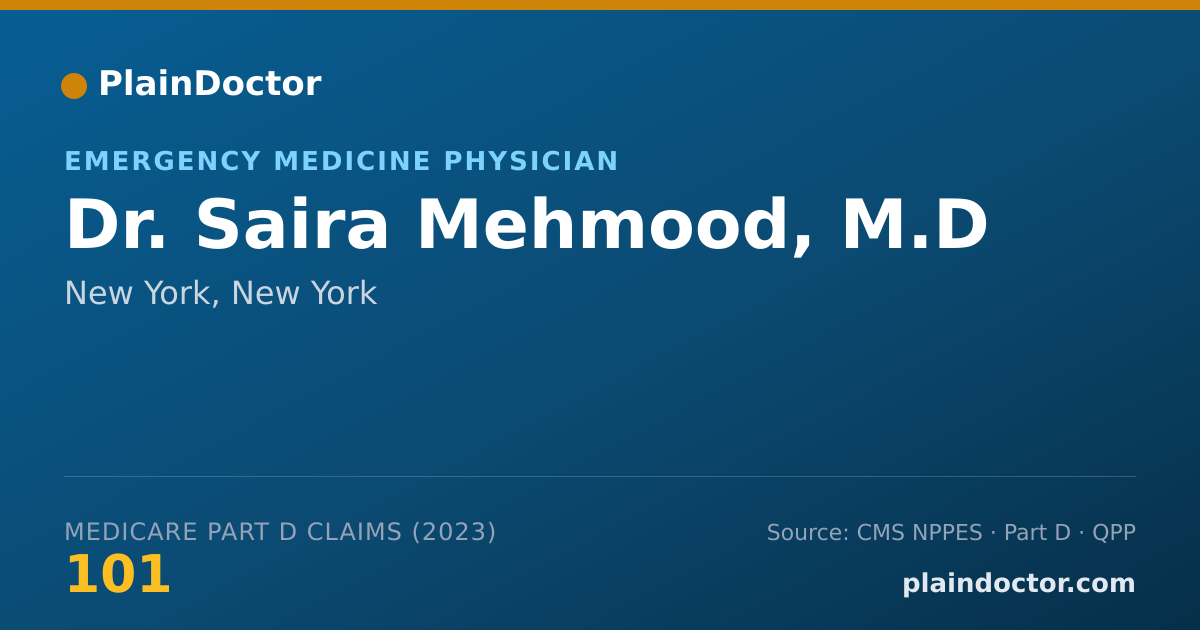 Shareable card for Saira Mehmood, M.D - Emergency Medicine Physician, New York, NY