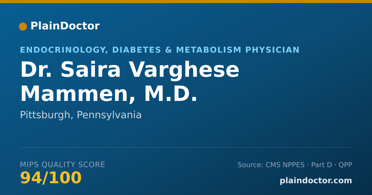 Shareable card for Saira Varghese Mammen, M.D. - Endocrinology, Diabetes & Metabolism Physician, Pittsburgh, PA