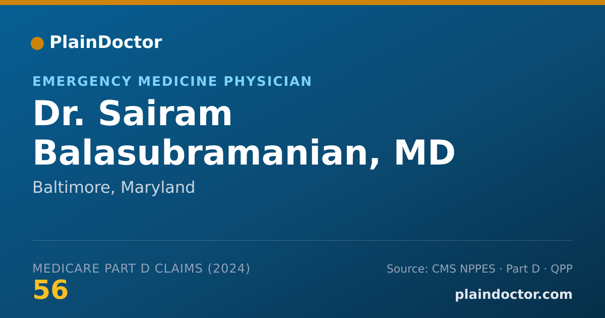 Shareable card for Sairam Balasubramanian, MD - Emergency Medicine Physician, Baltimore, MD
