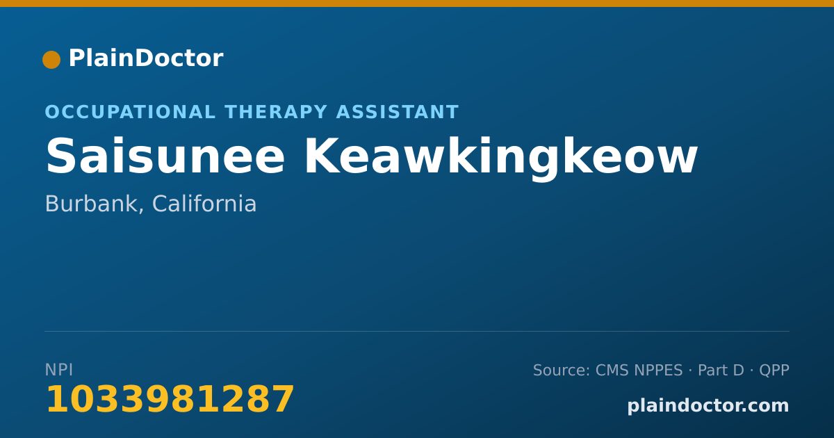 Shareable card for Saisunee Keawkingkeow - Occupational Therapy Assistant, Burbank, CA