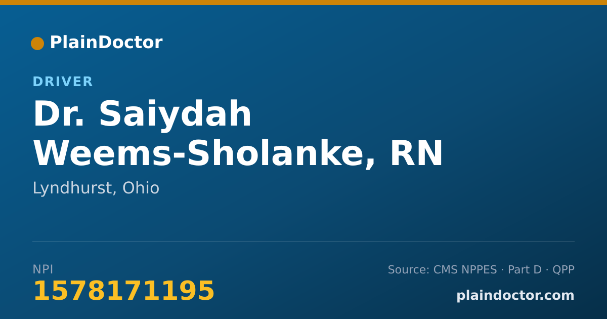 Shareable card for Saiydah Weems-Sholanke, RN - Driver, Lyndhurst, OH