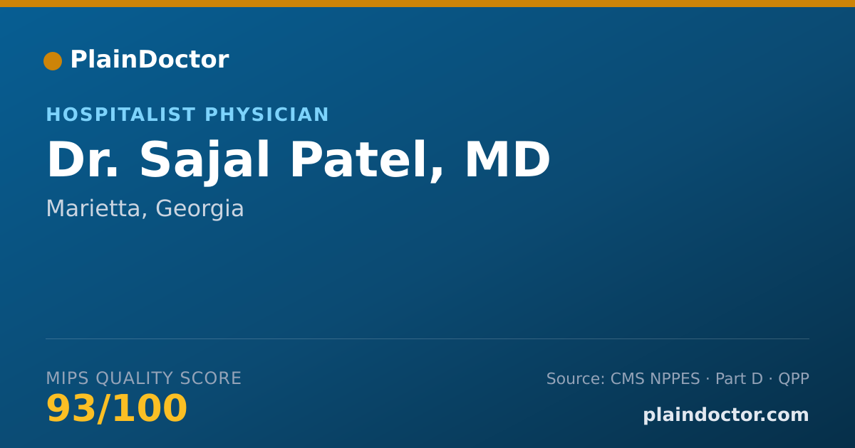 Shareable card for Sajal Patel, MD - Hospitalist Physician, Marietta, GA