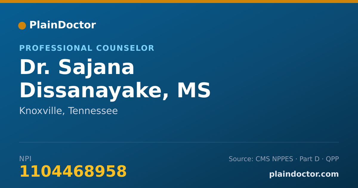 Shareable card for Sajana Dissanayake, MS - Professional Counselor, Knoxville, TN