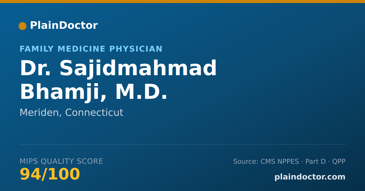 Shareable card for Sajidmahmad Bhamji, M.D. - Family Medicine Physician, Meriden, CT