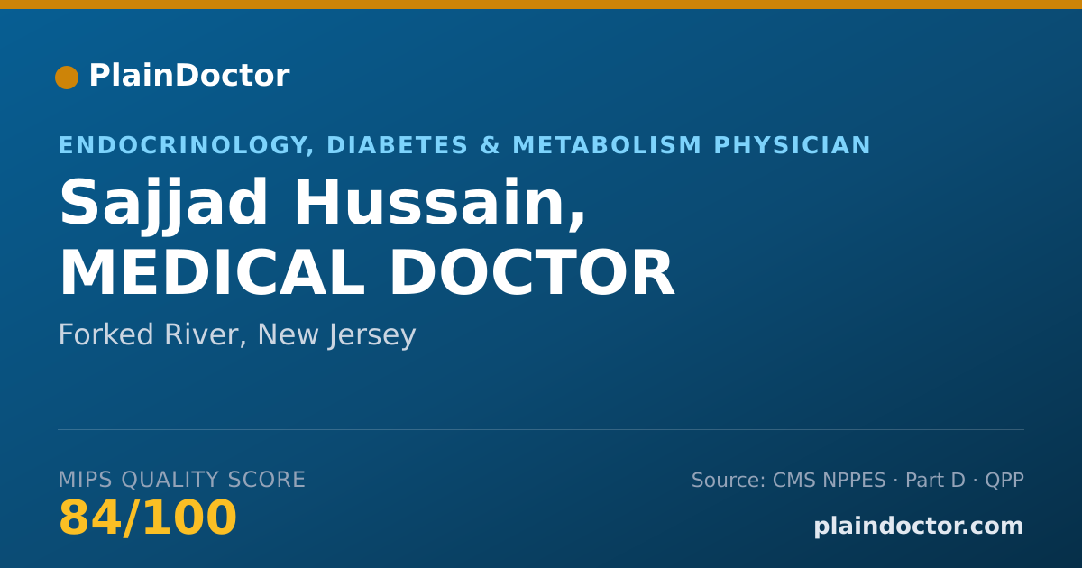 Shareable card for Sajjad Hussain, MEDICAL DOCTOR - Endocrinology, Diabetes & Metabolism Physician, Forked River, NJ