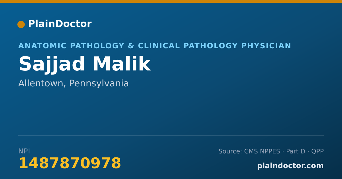 Shareable card for Sajjad Malik - Anatomic Pathology & Clinical Pathology Physician, Allentown, PA