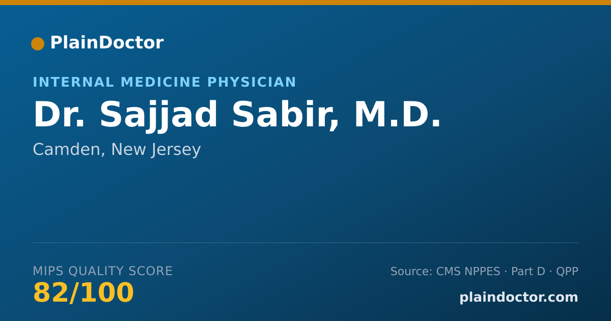 Shareable card for Sajjad Sabir, M.D. - Internal Medicine Physician, Camden, NJ