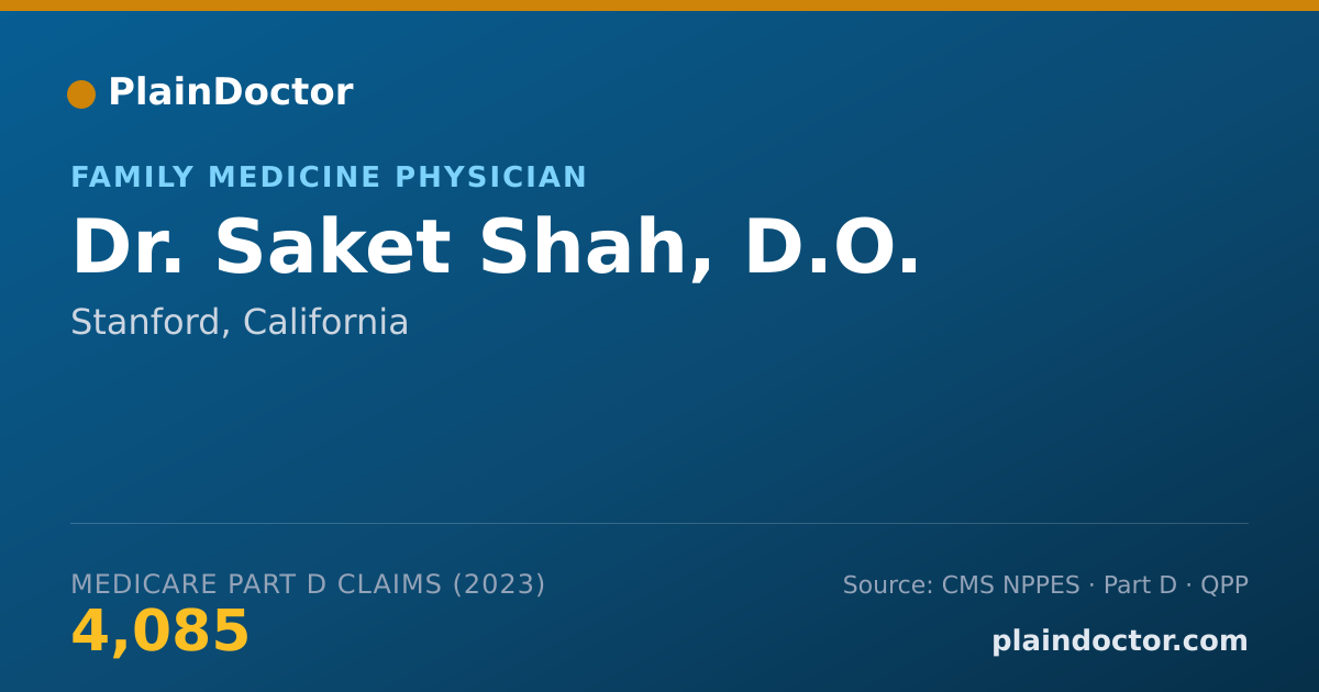 Shareable card for Saket Shah, D.O. - Family Medicine Physician, Stanford, CA