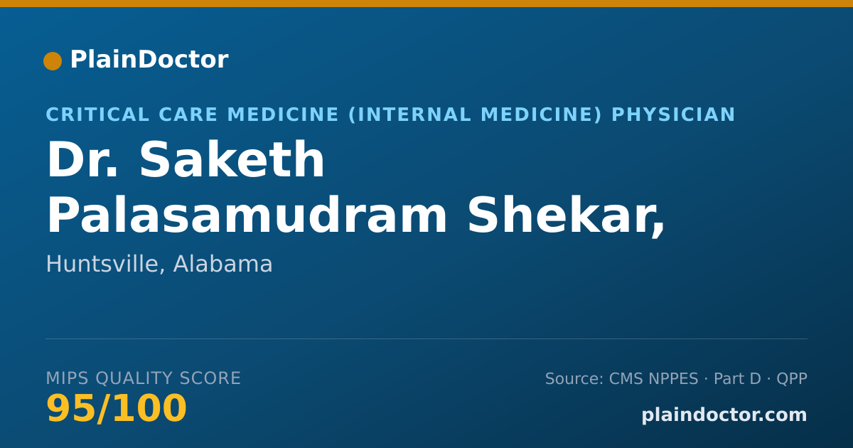 Shareable card for Saketh Palasamudram Shekar, M.D - Critical Care Medicine (Internal Medicine) Physician, Huntsville, AL