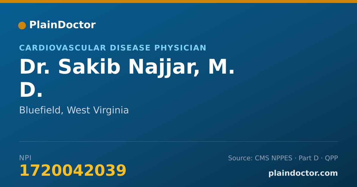 Shareable card for Sakib Najjar, M. D. - Cardiovascular Disease Physician, Bluefield, WV
