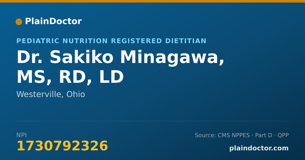 Shareable card for Sakiko Minagawa, MS, RD, LD - Pediatric Nutrition Registered Dietitian, Westerville, OH