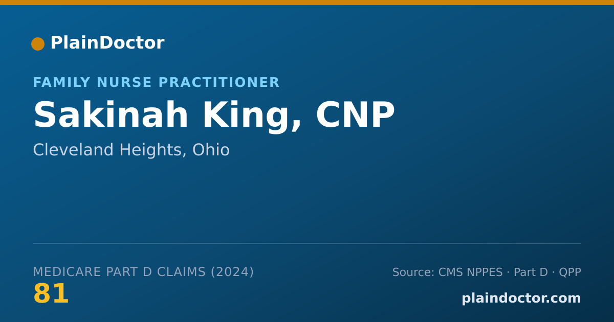 Shareable card for Sakinah King, CNP - Family Nurse Practitioner, Cleveland Heights, OH
