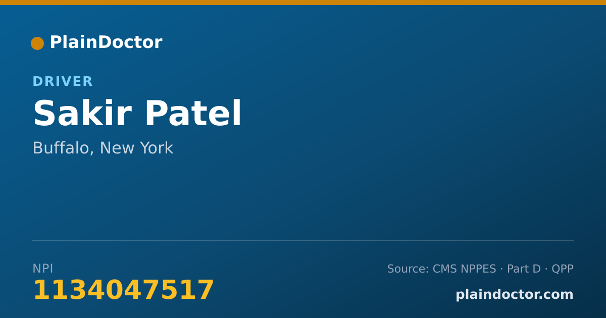 Shareable card for Sakir Patel - Driver, Buffalo, NY