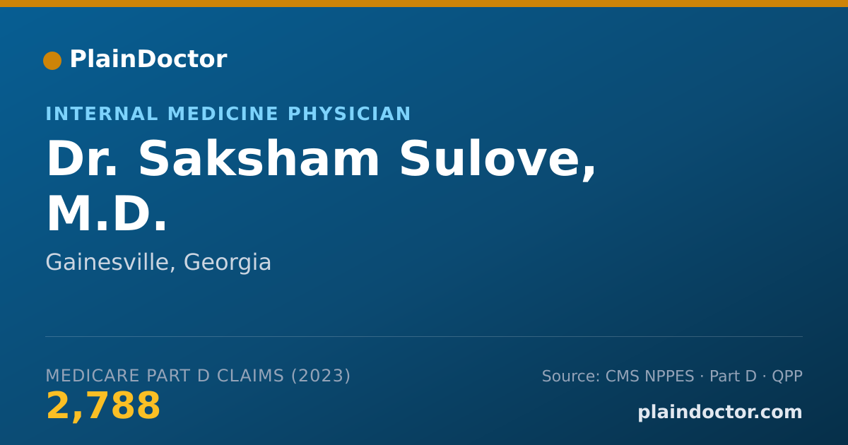 Shareable card for Saksham Sulove, M.D. - Internal Medicine Physician, Gainesville, GA