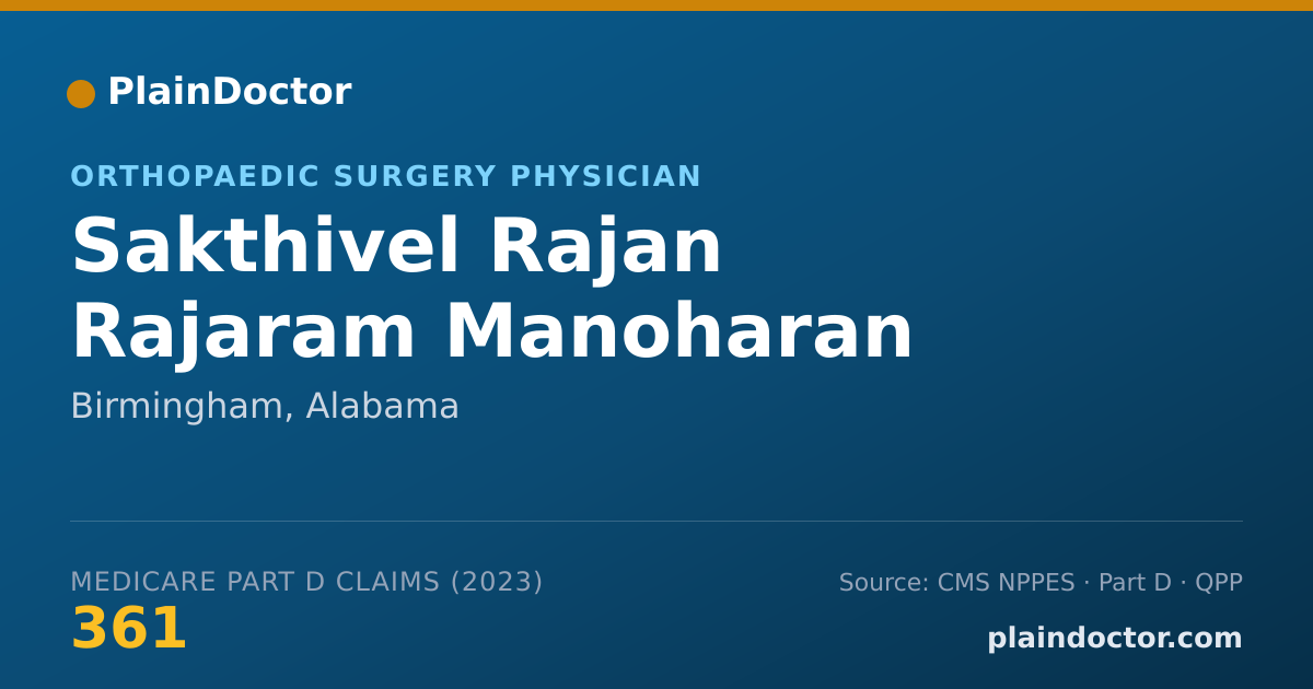 Shareable card for Sakthivel Rajan Rajaram Manoharan - Orthopaedic Surgery Physician, Birmingham, AL
