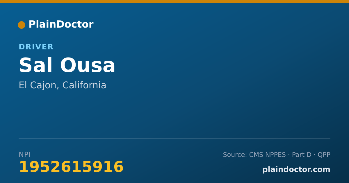 Shareable card for Sal Ousa - Driver, El Cajon, CA