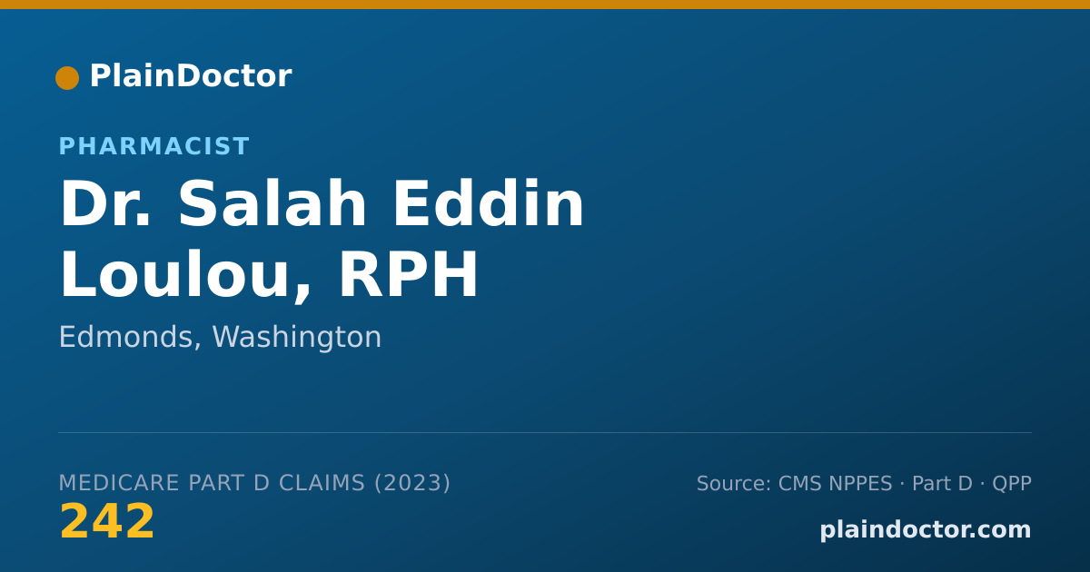 Shareable card for Salah Eddin Loulou, RPH - Pharmacist, Edmonds, WA