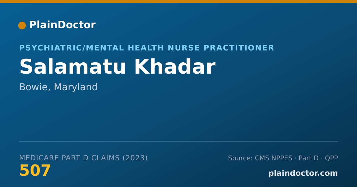 Shareable card for Salamatu Khadar - Psychiatric/Mental Health Nurse Practitioner, Bowie, MD