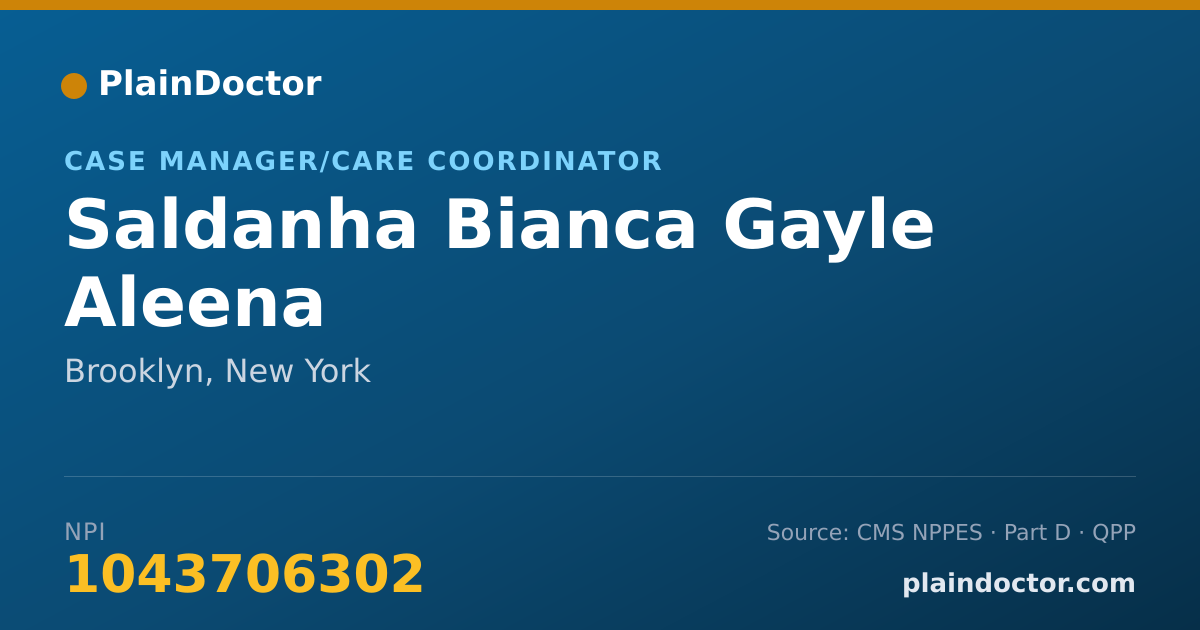 Shareable card for Saldanha Bianca Gayle Aleena - Case Manager/Care Coordinator, Brooklyn, NY