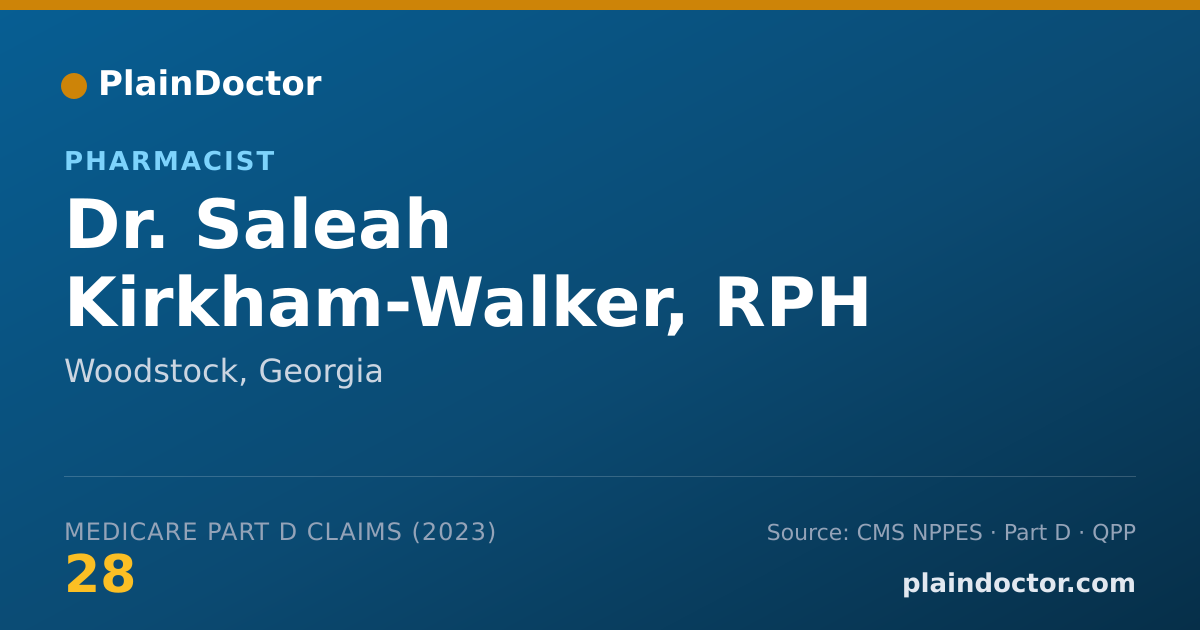 Shareable card for Saleah Kirkham-Walker, RPH - Pharmacist, Woodstock, GA