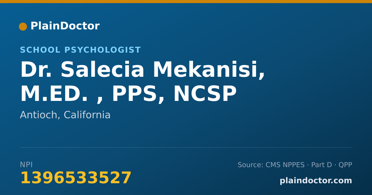 Shareable card for Salecia Mekanisi, M.ED. , PPS, NCSP - School Psychologist, Antioch, CA