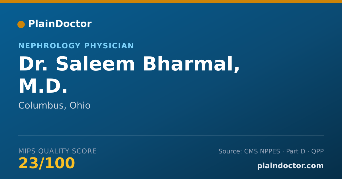 Shareable card for Saleem Bharmal, M.D. - Nephrology Physician, Columbus, OH