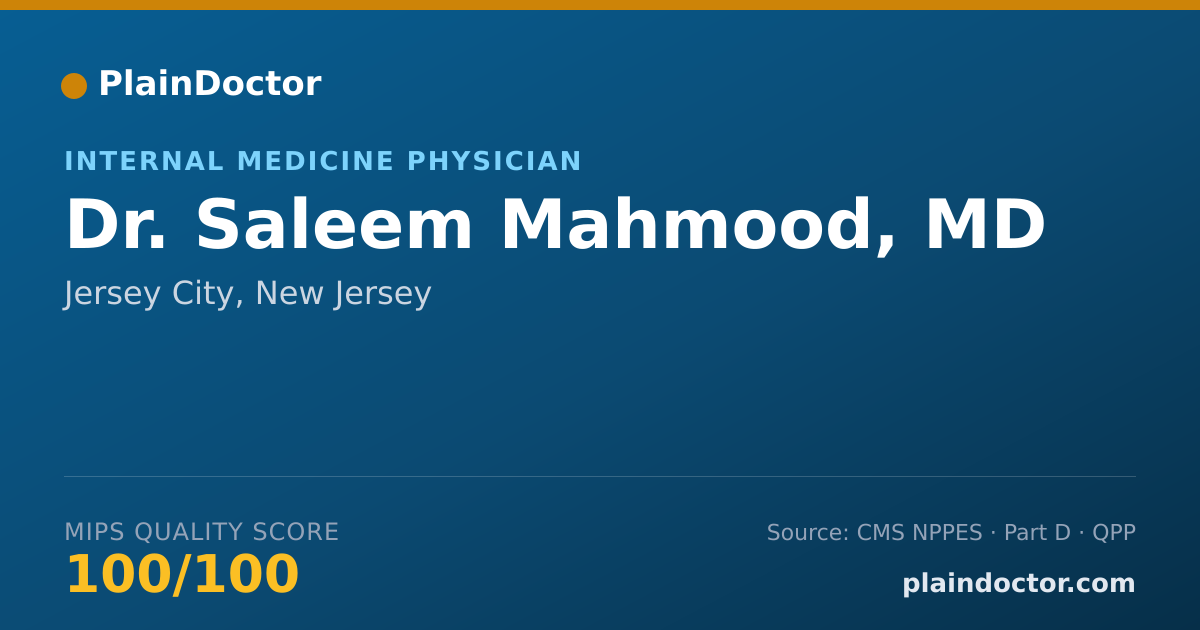 Shareable card for Saleem Mahmood, MD - Internal Medicine Physician, Jersey City, NJ