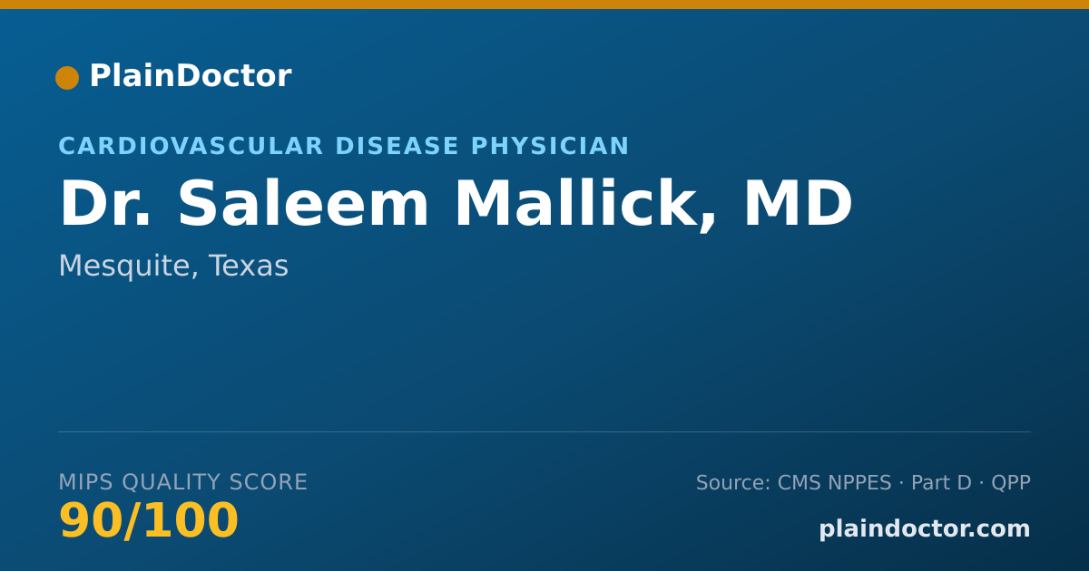 Shareable card for Saleem Mallick, MD - Cardiovascular Disease Physician, Mesquite, TX