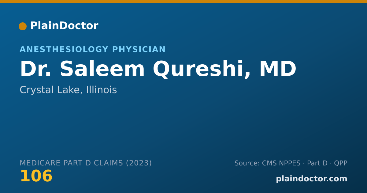 Shareable card for Saleem Qureshi, MD - Anesthesiology Physician, Crystal Lake, IL