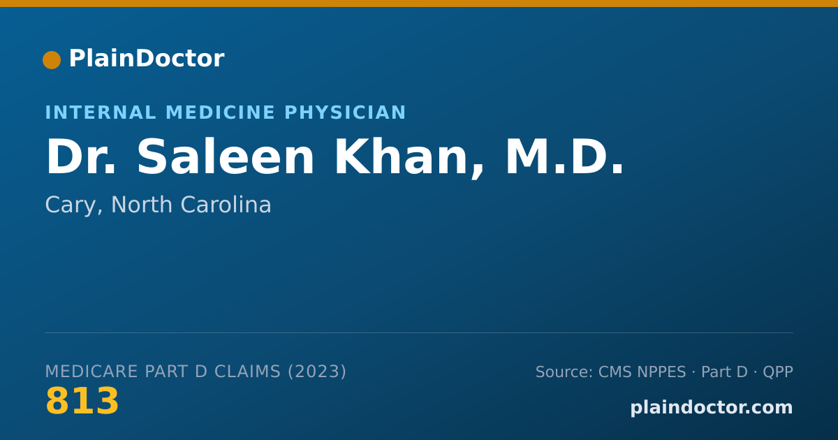 Shareable card for Saleen Khan, M.D. - Internal Medicine Physician, Cary, NC