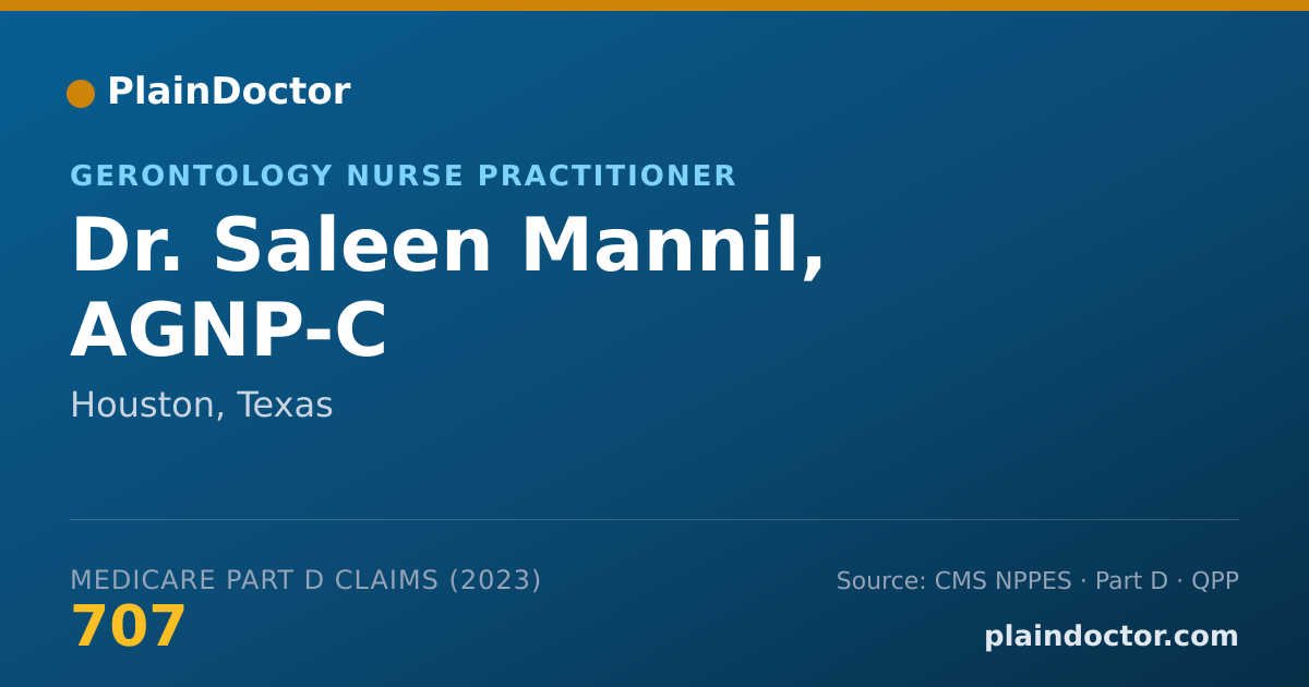 Shareable card for Saleen Mannil, AGNP-C - Gerontology Nurse Practitioner, Houston, TX