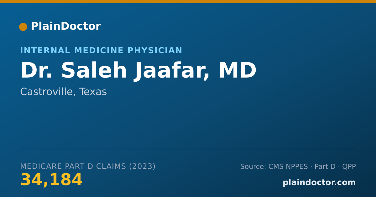 Shareable card for Saleh Jaafar, MD - Internal Medicine Physician, Castroville, TX