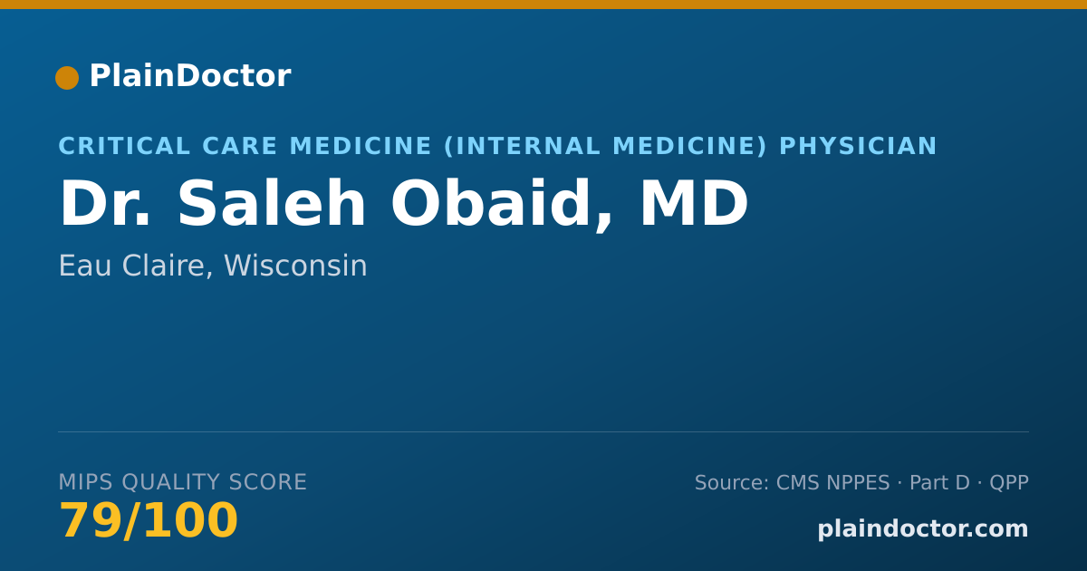 Shareable card for Saleh Obaid, MD - Critical Care Medicine (Internal Medicine) Physician, Eau Claire, WI