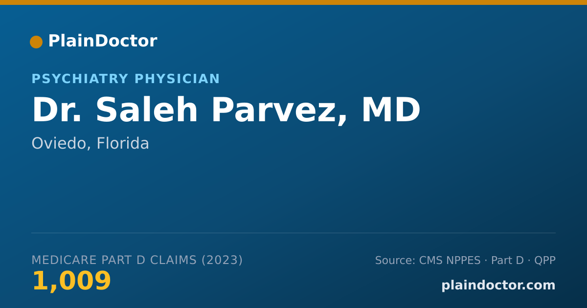 Shareable card for Saleh Parvez, MD - Psychiatry Physician, Oviedo, FL