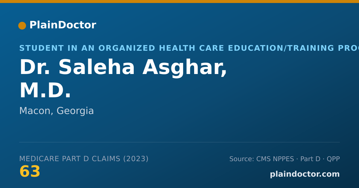 Shareable card for Saleha Asghar, M.D. - Student in an Organized Health Care Education/Training Program, Macon, GA