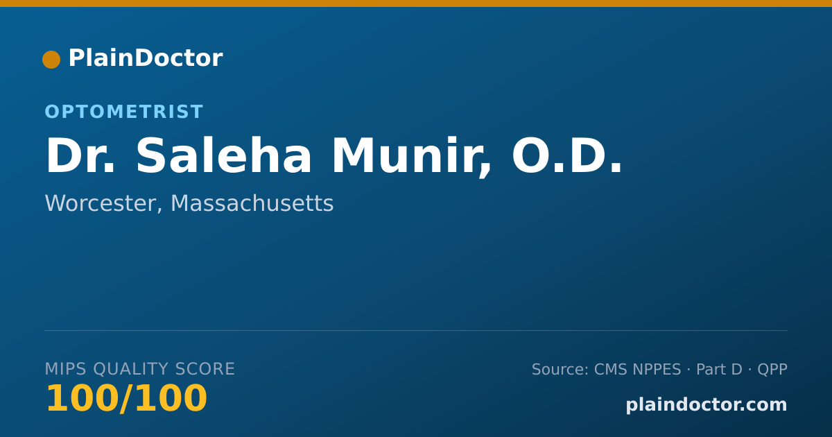 Shareable card for Saleha Munir, O.D. - Optometrist, Worcester, MA