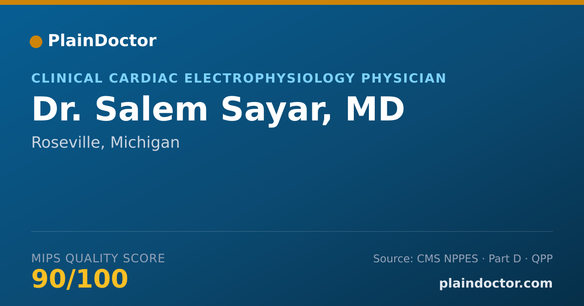 Shareable card for Salem Sayar, MD - Clinical Cardiac Electrophysiology Physician, Roseville, MI