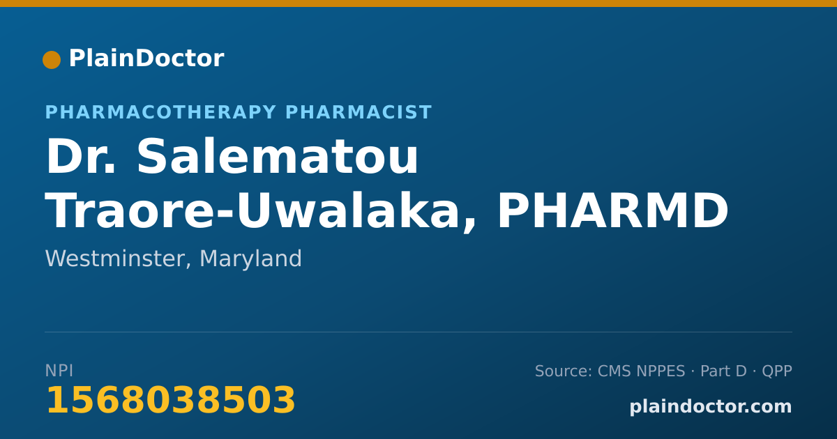 Shareable card for Salematou Traore-Uwalaka, PHARMD - Pharmacotherapy Pharmacist, Westminster, MD