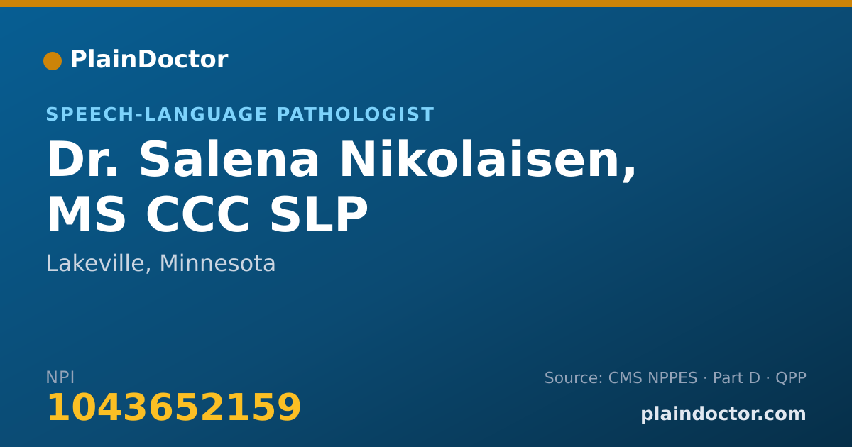 Shareable card for Salena Nikolaisen, MS CCC SLP - Speech-Language Pathologist, Lakeville, MN
