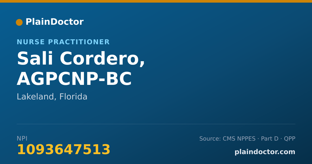 Shareable card for Sali Cordero, AGPCNP-BC - Nurse Practitioner, Lakeland, FL