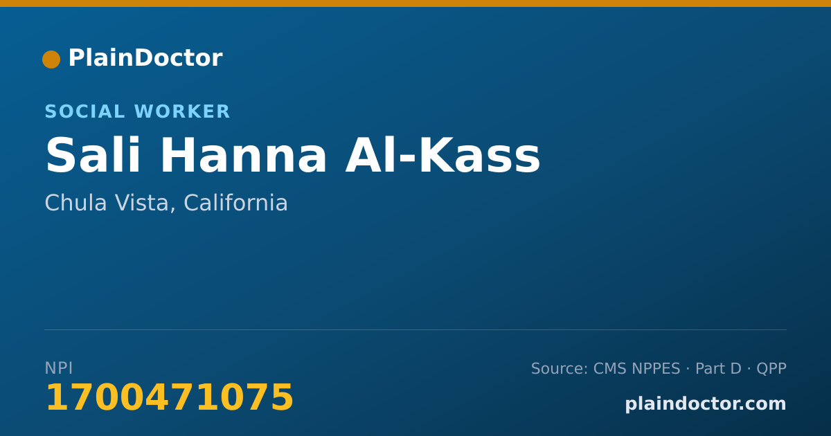 Shareable card for Sali Hanna Al-Kass - Social Worker, Chula Vista, CA