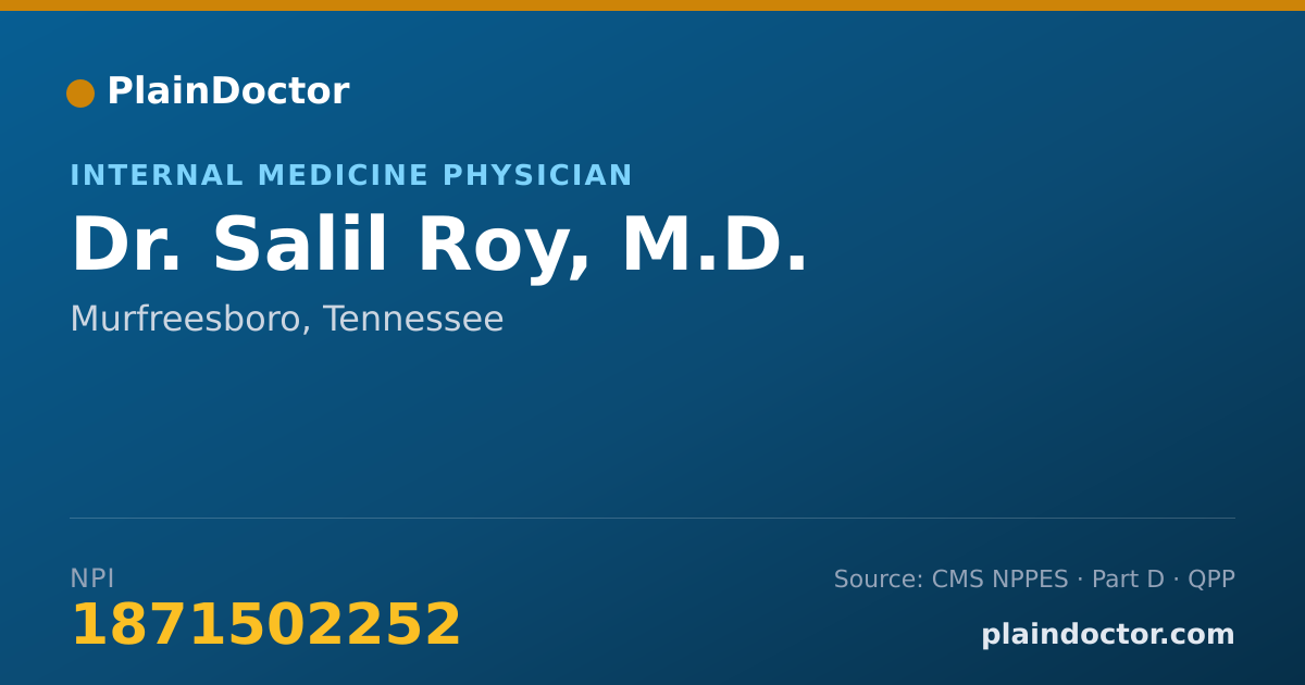 Shareable card for Salil Roy, M.D. - Internal Medicine Physician, Murfreesboro, TN