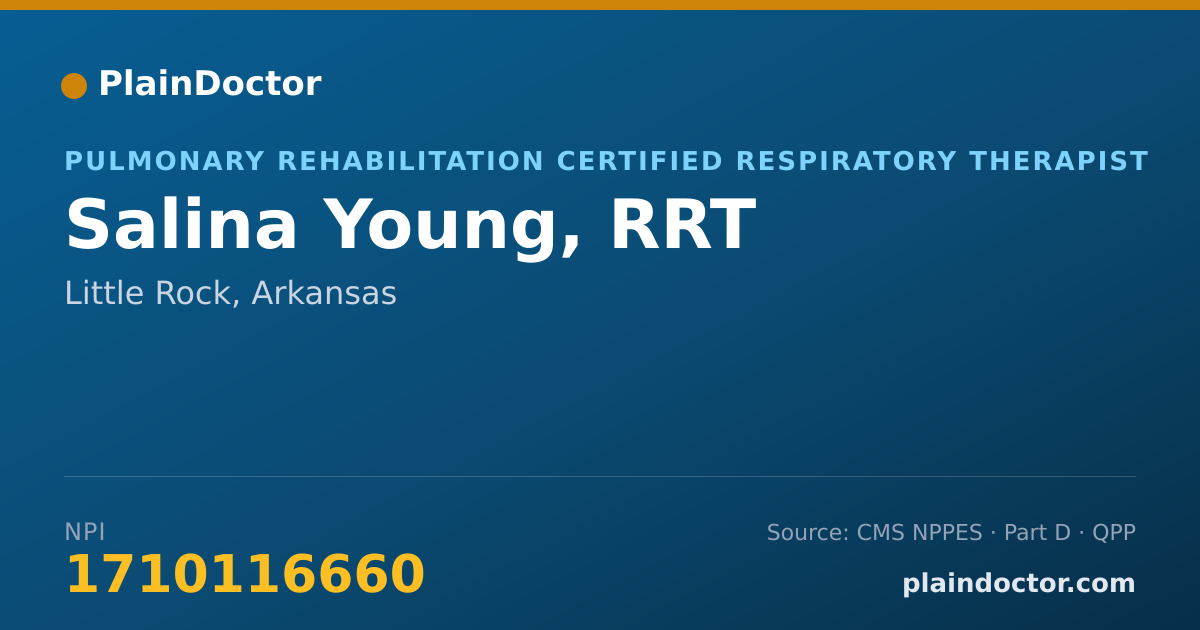 Shareable card for Salina Young, RRT - Pulmonary Rehabilitation Certified Respiratory Therapist, Little Rock, AR