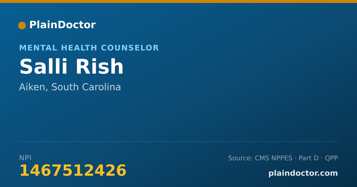 Shareable card for Salli Rish - Mental Health Counselor, Aiken, SC