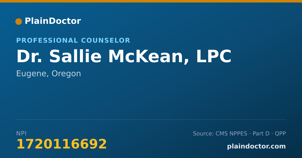 Shareable card for Sallie McKean, LPC - Professional Counselor, Eugene, OR