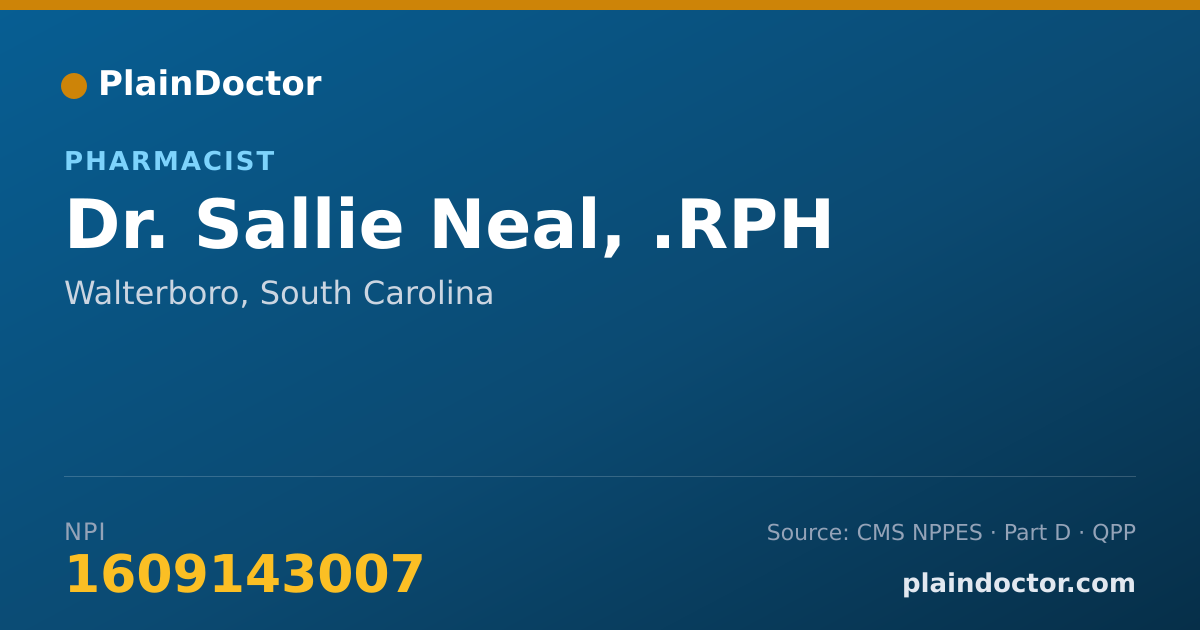 Shareable card for Sallie Neal, .RPH - Pharmacist, Walterboro, SC